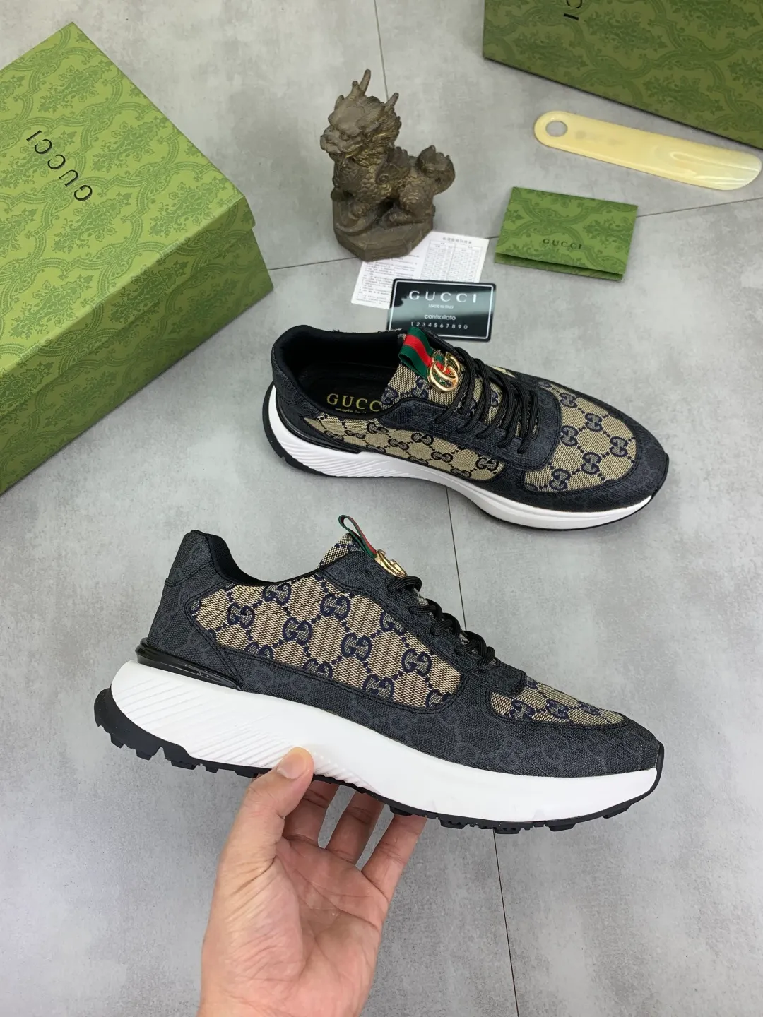 Men's men's shoes 💰P460💰[New model] (GUCCI) official website's latest 🎁🎁casual and fashionable men's shoes👟, hot style 💥 style is simple and elegant, exclusive for trendy men. Unique official website's latest brand double G element Elements 👑 Original Gucci decoration, fashionable and generous, fabric original calfskin ✅ fully imported first-layer pigskin lining, official website designated wear-resistant, lightweight original rubber casual outsole, classic model taken in real life 🎬38-44 (45 customized) 2️⃣ colors available